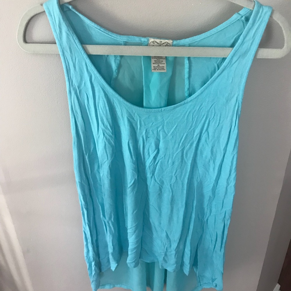 Light blue tank with sheer back